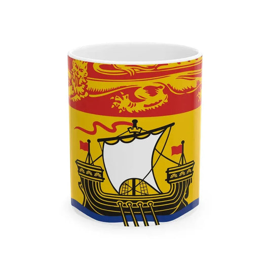 Flag of New Brunswick 3-2 (Canada) White Coffee Mug 11oz - Go Mug Yourself