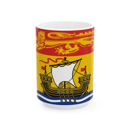 Flag of New Brunswick 3-2 (Canada) White Coffee Mug 15oz - Go Mug Yourself