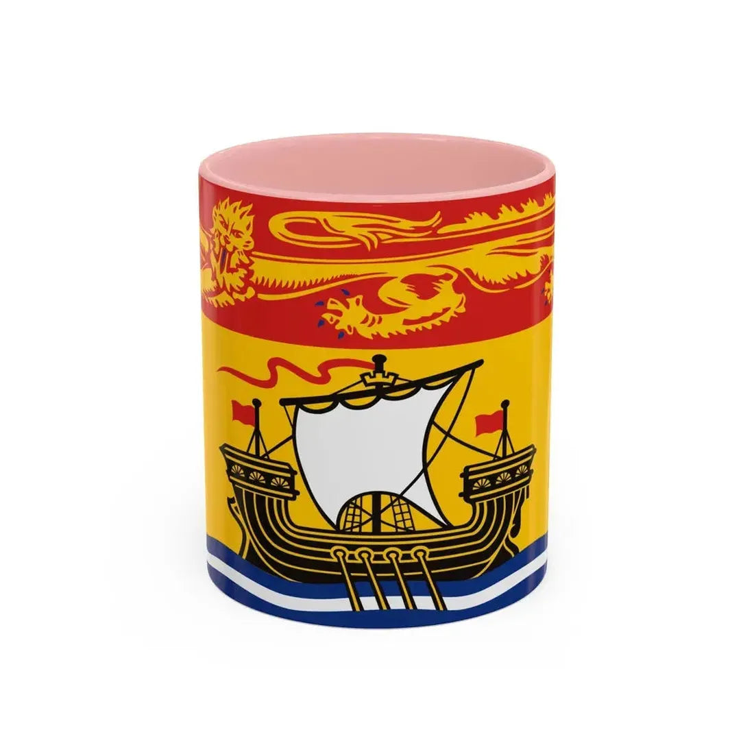 Flag of New Brunswick Canada - Accent Coffee Mug 11oz Pink - Go Mug Yourself