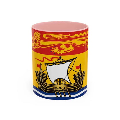 Flag of New Brunswick Canada - Accent Coffee Mug 11oz Pink - Go Mug Yourself