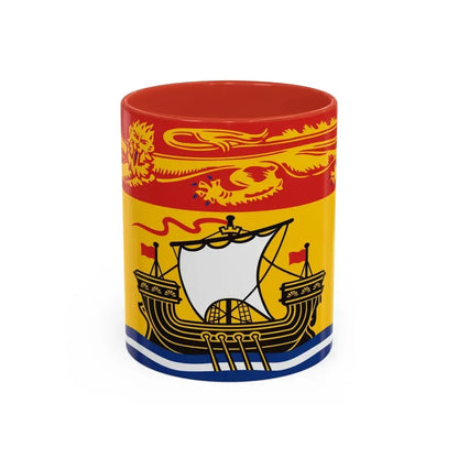 Flag of New Brunswick Canada - Accent Coffee Mug 11oz Red - Go Mug Yourself