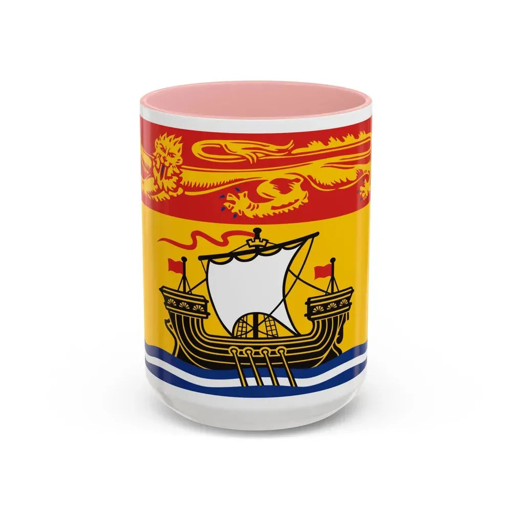 Flag of New Brunswick Canada - Accent Coffee Mug 15oz Pink - Go Mug Yourself