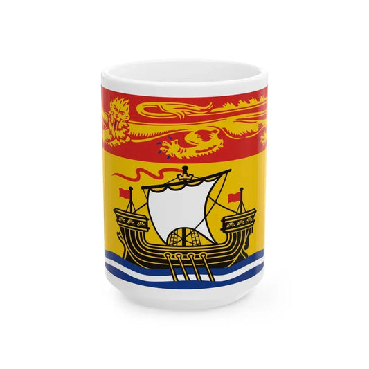 Flag of New Brunswick Canada - White Coffee Mug 15oz - Go Mug Yourself