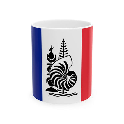 Flag of New Caledonia with Emblem (France) White Coffee Mug 11oz - Go Mug Yourself
