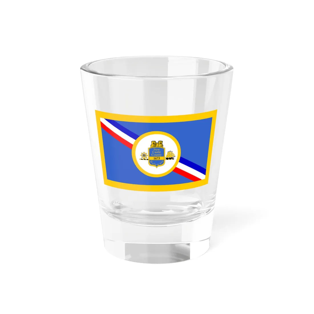 Flag of New Castle County Delaware (United States) Shot Glass 1.5oz 1.5oz - Go Mug Yourself