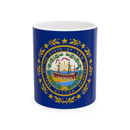 Flag of New Hampshire 3-2 (United States) White Coffee Mug 11oz - Go Mug Yourself