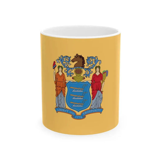 Flag of New Jersey 3-2 (United States) White Coffee Mug 11oz - Go Mug Yourself