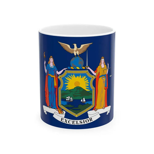 Flag of New York 1909-2020 (United States) White Coffee Mug 11oz - Go Mug Yourself