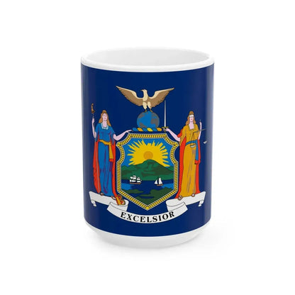 Flag of New York 1909-2020 (United States) White Coffee Mug 15oz - Go Mug Yourself