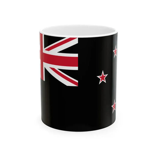 Flag of New Zealand black (New Zealand) White Coffee Mug 11oz - Go Mug Yourself