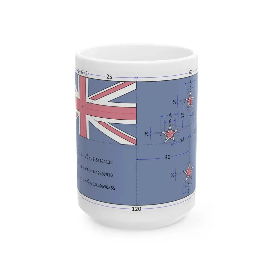 Flag of New Zealand construction sheet (New Zealand) White Coffee Mug 15oz - Go Mug Yourself