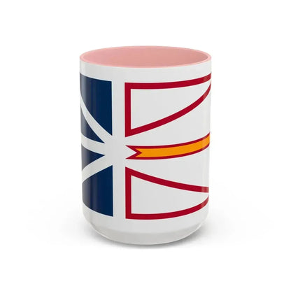 Flag of Newfoundland and Labrador Canada - Accent Coffee Mug 15oz Pink - Go Mug Yourself