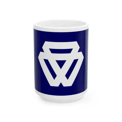 Flag of Nishikatsura Yamanashi no text (Japan) White Coffee Mug 15oz - Go Mug Yourself