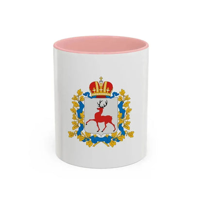 Flag of Nizhny Novgorod Oblast Russia - Accent Coffee Mug 11oz Pink - Go Mug Yourself