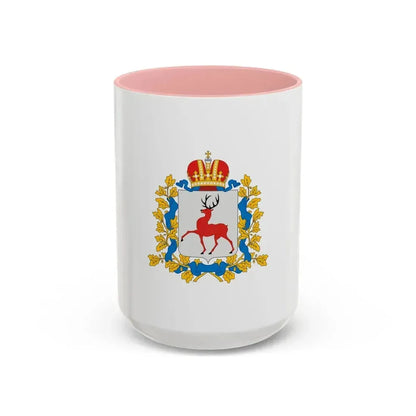 Flag of Nizhny Novgorod Oblast Russia - Accent Coffee Mug 15oz Pink - Go Mug Yourself