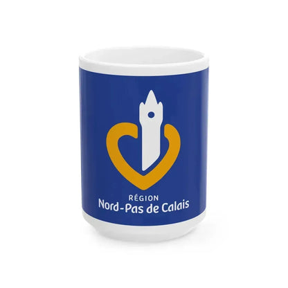 Flag of Nord Pas de Calais France 2 - White Coffee Mug 15oz - Go Mug Yourself