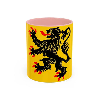Flag of Nord Pas de Calais France - Accent Coffee Mug 11oz Pink - Go Mug Yourself