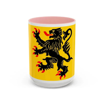 Flag of Nord Pas de Calais France - Accent Coffee Mug 15oz Pink - Go Mug Yourself