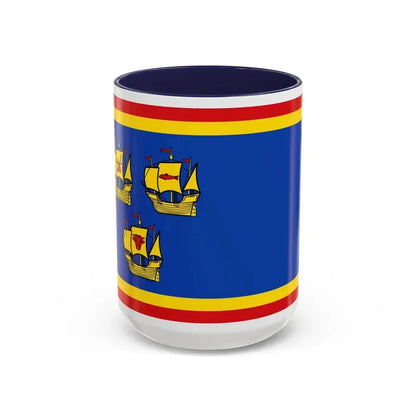 Flag of Nordfriesland Germany - Accent Coffee Mug 15oz Navy - Go Mug Yourself