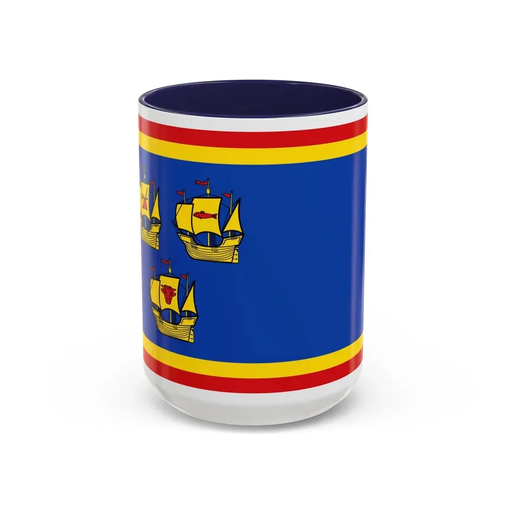 Flag of Nordfriesland Germany - Accent Coffee Mug 15oz Navy - Go Mug Yourself
