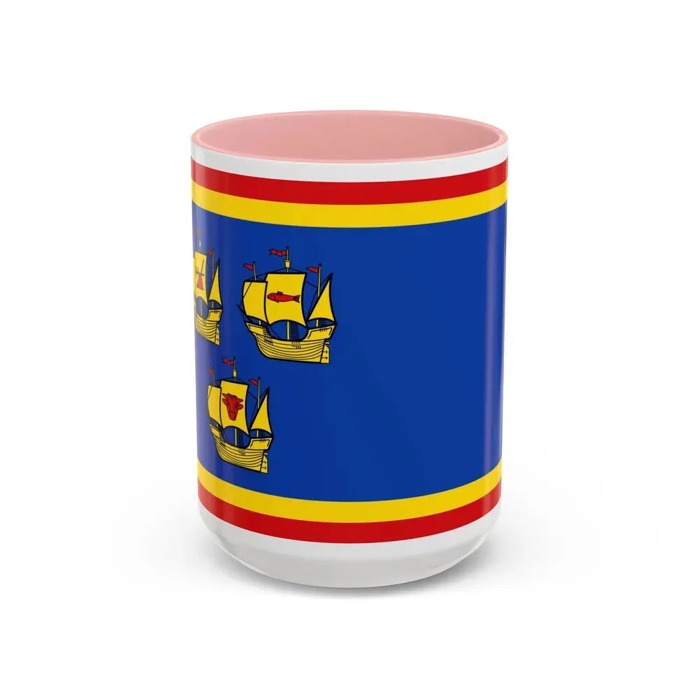 Flag of Nordfriesland Germany - Accent Coffee Mug 15oz Pink - Go Mug Yourself