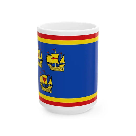 Flag of Nordfriesland Germany - White Coffee Mug 15oz - Go Mug Yourself