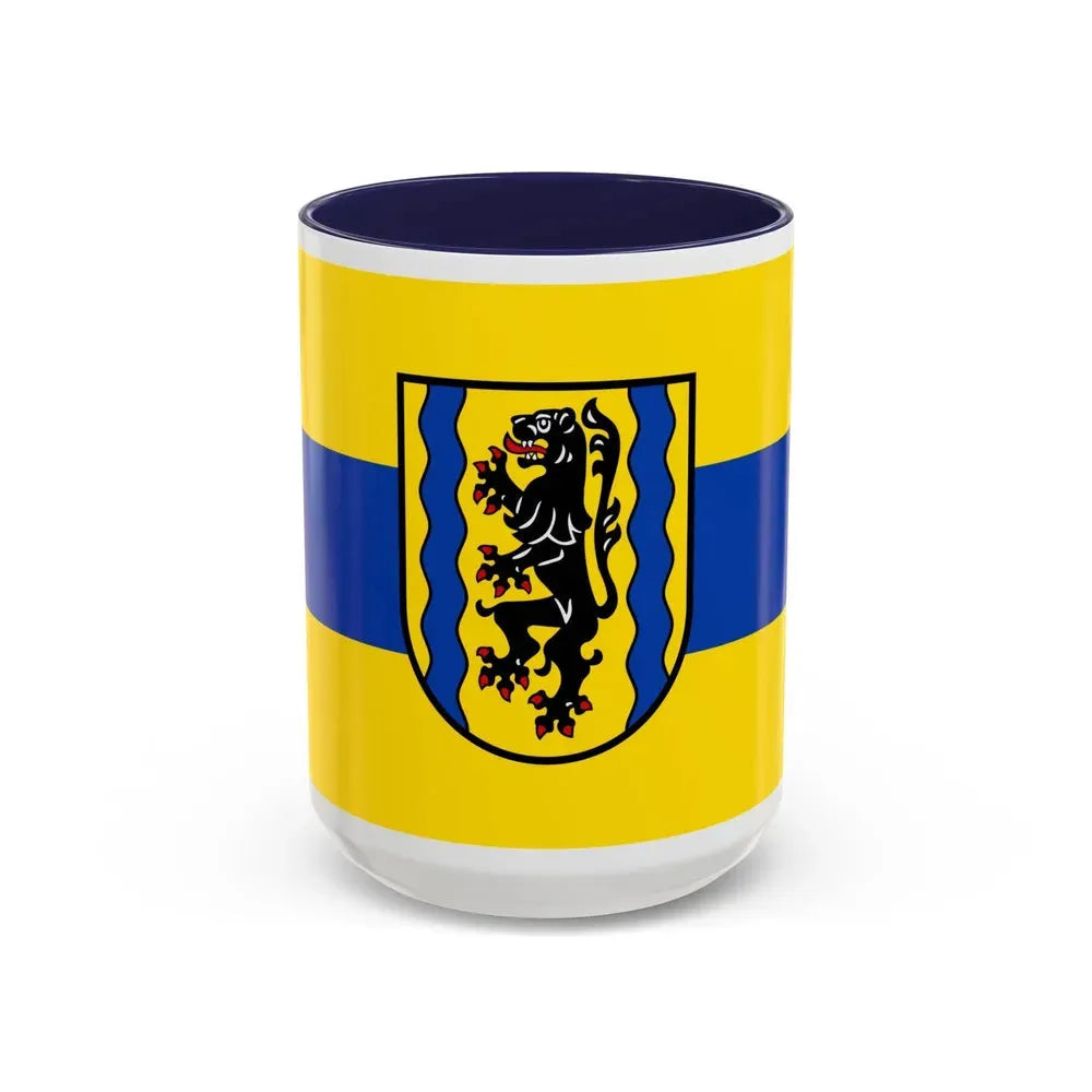 Flag of Nordsachsen Germany - Accent Coffee Mug 15oz Navy - Go Mug Yourself