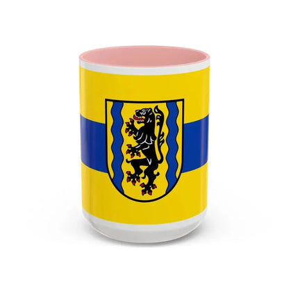 Flag of Nordsachsen Germany - Accent Coffee Mug 15oz Pink - Go Mug Yourself