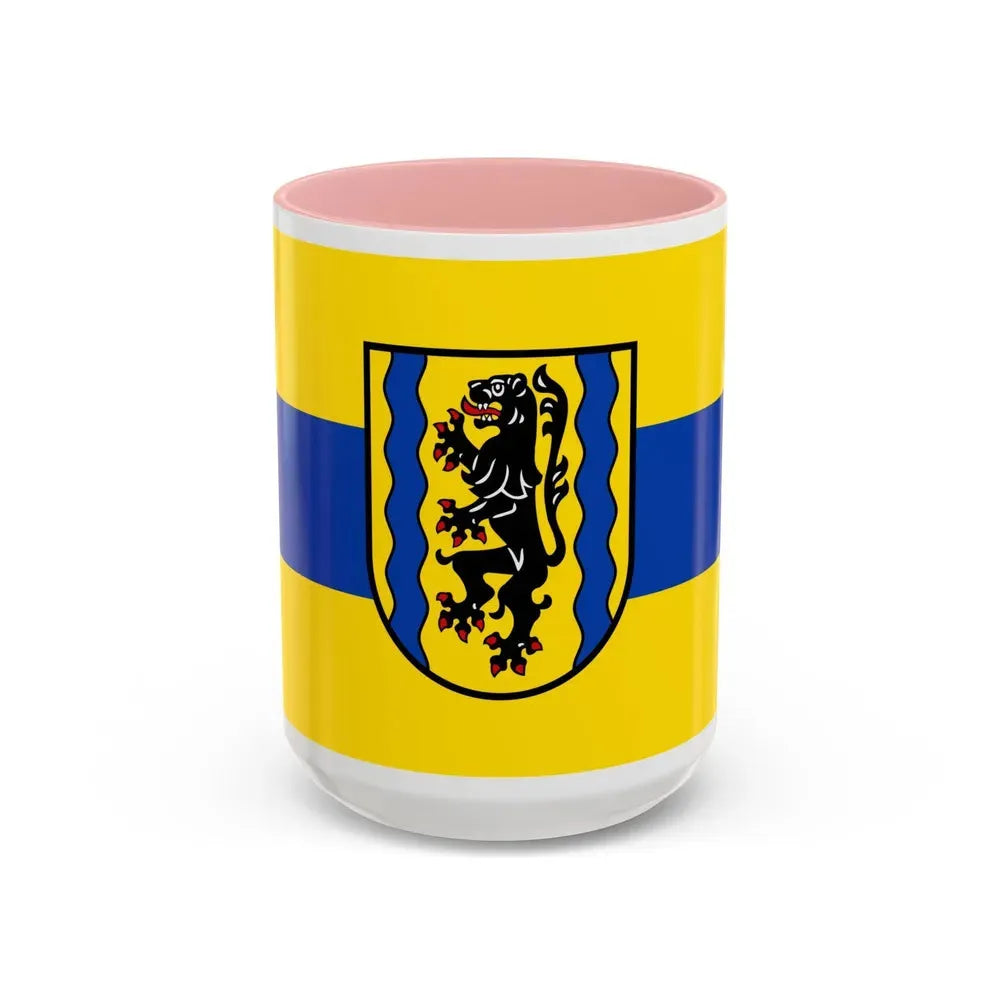 Flag of Nordsachsen Germany - Accent Coffee Mug 15oz Pink - Go Mug Yourself