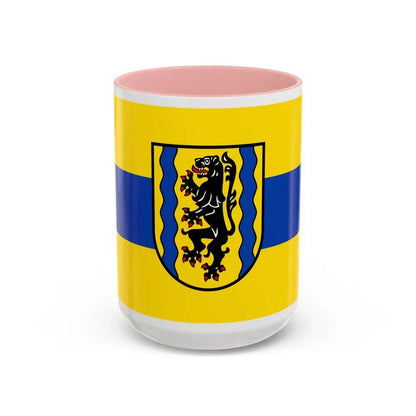 Flag of Nordsachsen Germany - Accent Coffee Mug 15oz Pink - Go Mug Yourself