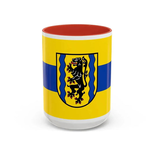 Flag of Nordsachsen Germany - Accent Coffee Mug 15oz Red - Go Mug Yourself