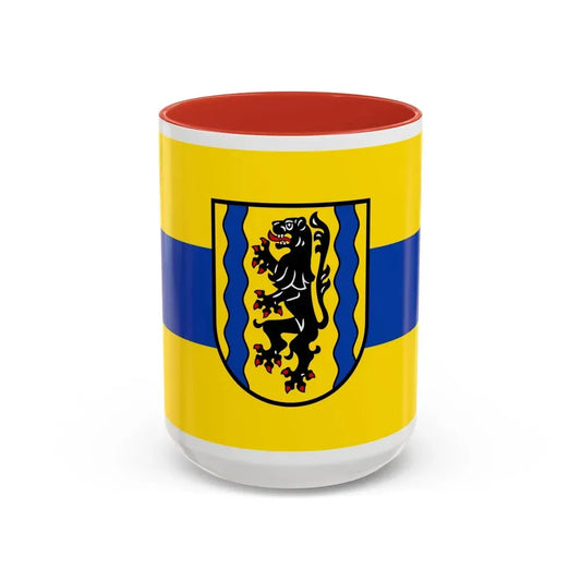 Flag of Nordsachsen Germany - Accent Coffee Mug 15oz Red - Go Mug Yourself