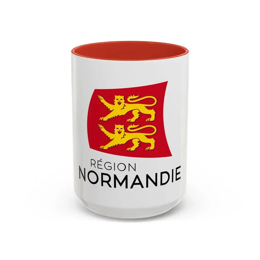 Flag of Normandy France - Accent Coffee Mug 15oz Red - Go Mug Yourself