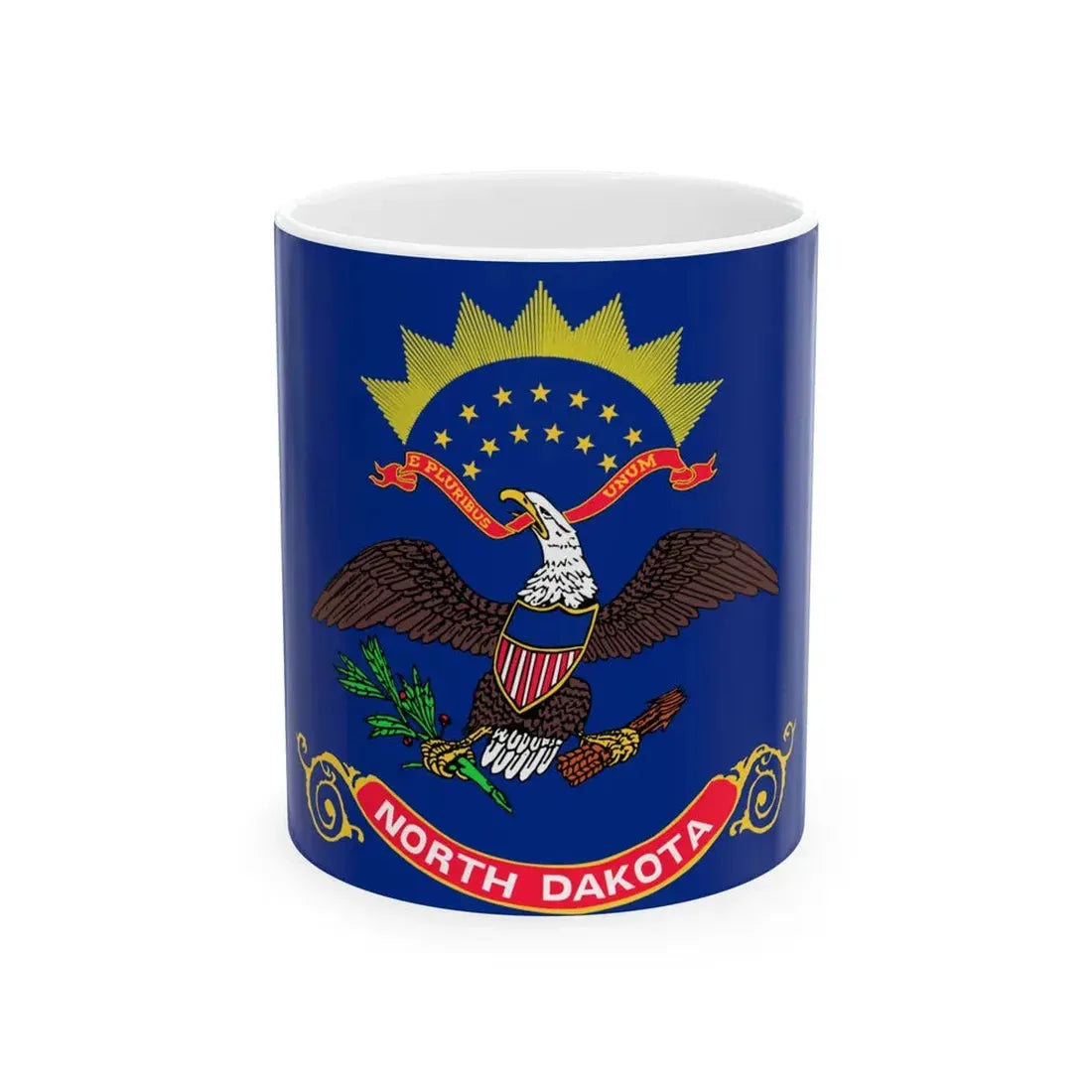 Flag of North Dakota 3-2 (United States) White Coffee Mug 11oz - Go Mug Yourself