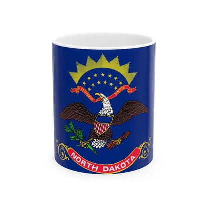 Flag of North Dakota 3-2 (United States) White Coffee Mug 11oz - Go Mug Yourself