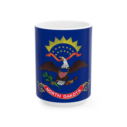 Flag of North Dakota 3-2 (United States) White Coffee Mug 15oz - Go Mug Yourself
