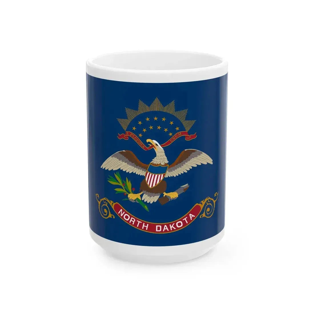 Flag of North Dakota (United States) White Coffee Mug 15oz - Go Mug Yourself