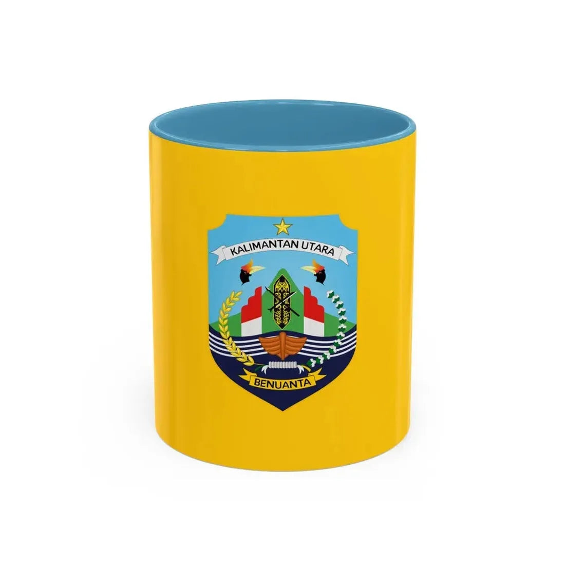 Flag of North Kalimantan Indonesia - Accent Coffee Mug 11oz Light Blue - Go Mug Yourself
