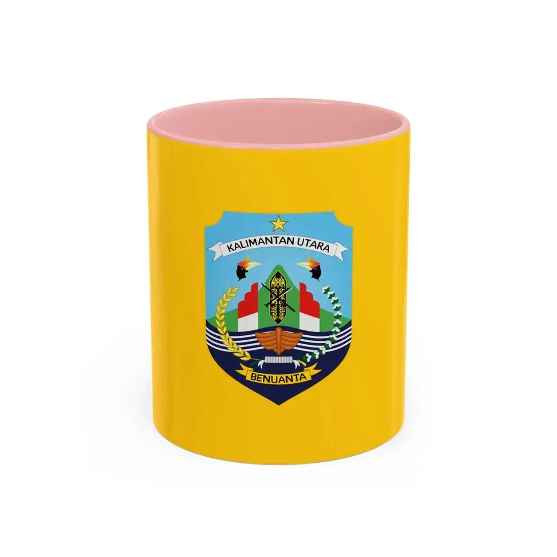 Flag of North Kalimantan Indonesia - Accent Coffee Mug 11oz Pink - Go Mug Yourself