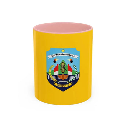 Flag of North Kalimantan Indonesia - Accent Coffee Mug 11oz Pink - Go Mug Yourself