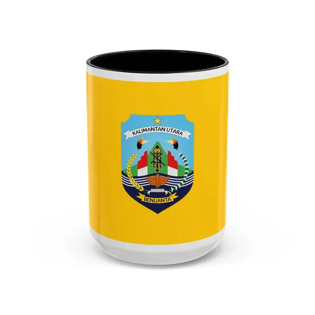 Flag of North Kalimantan Indonesia - Accent Coffee Mug 15oz Black - Go Mug Yourself