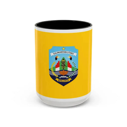 Flag of North Kalimantan Indonesia - Accent Coffee Mug 15oz Black - Go Mug Yourself