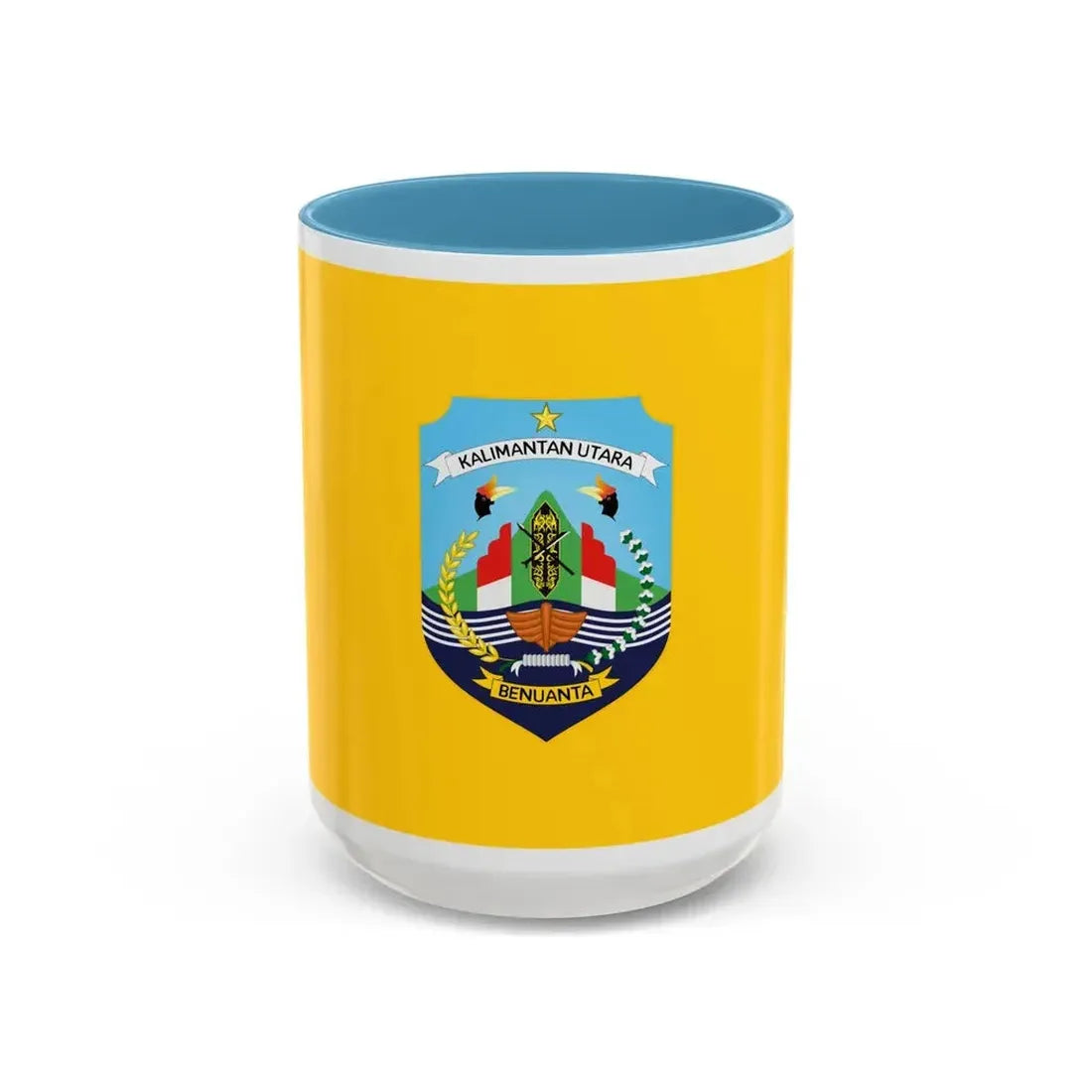 Flag of North Kalimantan Indonesia - Accent Coffee Mug 15oz Light Blue - Go Mug Yourself