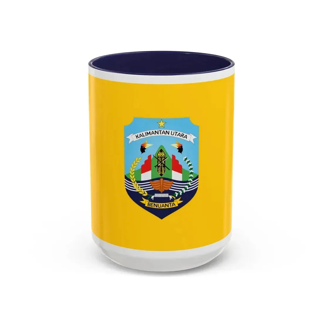Flag of North Kalimantan Indonesia - Accent Coffee Mug 15oz Navy - Go Mug Yourself