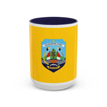 Flag of North Kalimantan Indonesia - Accent Coffee Mug 15oz Navy - Go Mug Yourself