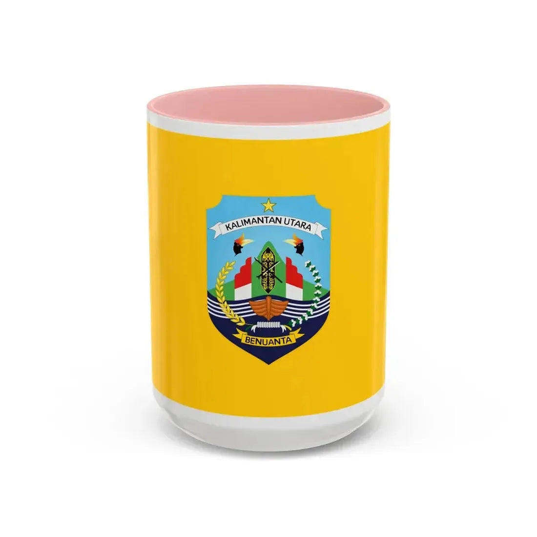 Flag of North Kalimantan Indonesia - Accent Coffee Mug 15oz Pink - Go Mug Yourself