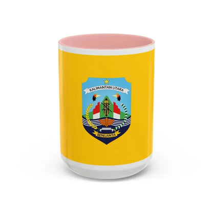 Flag of North Kalimantan Indonesia - Accent Coffee Mug 15oz Pink - Go Mug Yourself