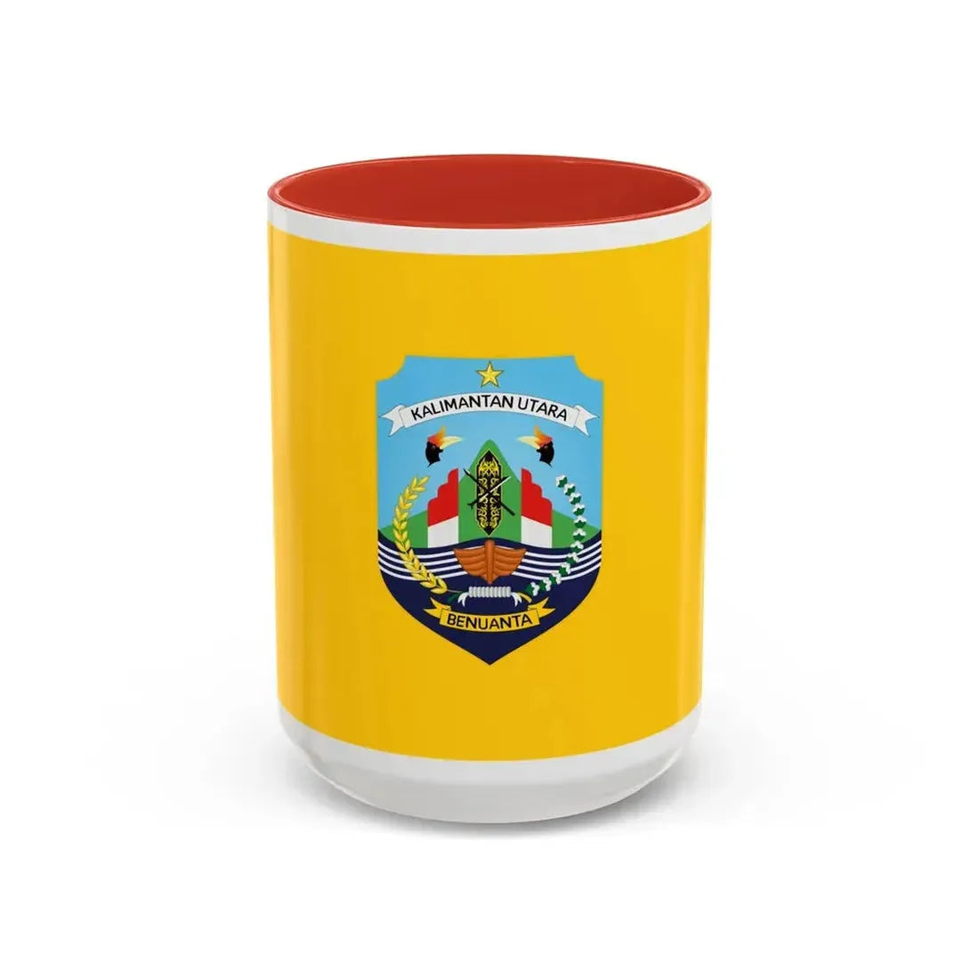 Flag of North Kalimantan Indonesia - Accent Coffee Mug 15oz Red - Go Mug Yourself