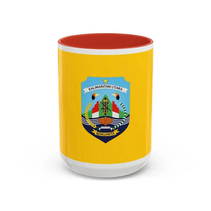Flag of North Kalimantan Indonesia - Accent Coffee Mug 15oz Red - Go Mug Yourself