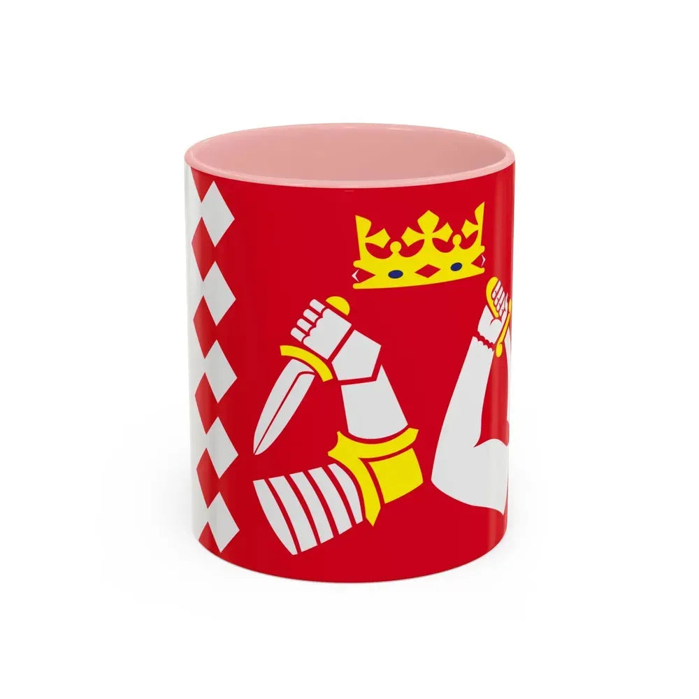 Flag of North Karelia Finland - Accent Coffee Mug 11oz Pink - Go Mug Yourself